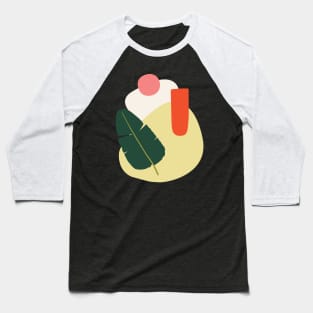 Minimalism abstract forms with tropical babana leaf and peach colors Baseball T-Shirt